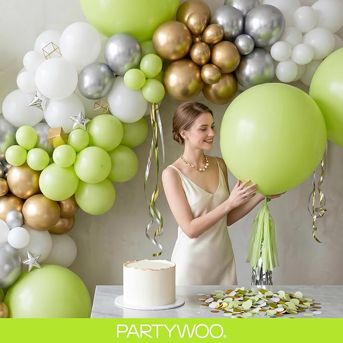 PartyWoo Lime Balloons 140pcs Green Light Green Color 18 12 10 5 Inch | 18 12 - Image 9