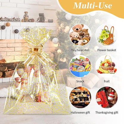 COQOFA 20 Pieces Large Cello/Cellophane Bags, 16x24 Inches Clear Basket Gift - Image 7