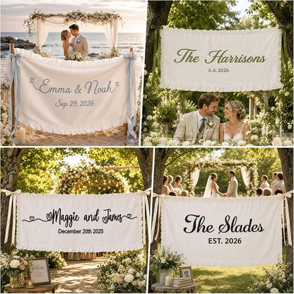 Personalized Hand Embroidered Wedding Banner - Image 3