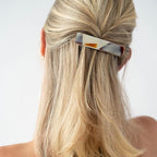 Brown & White Hair Barrette for Thin Hair, Classic Rectangle French Barrette for Women, Lightweight and Comfortable, Strong Hold, Natural Horn | France Luxe