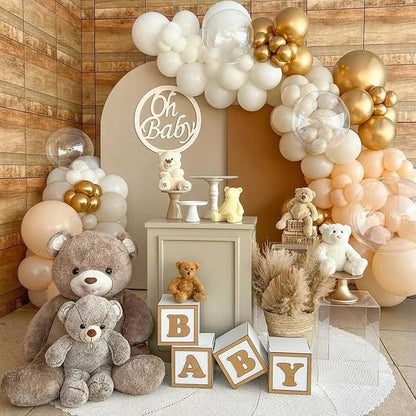 Netural Balloon Set, Double Stuffed Beige Cream Tan Gold Balloons Blush White - Image 7