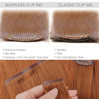 WENNALIFE Seamless Clip In Hair Extensions Human Hair, 16 Inch 130g 7pcs Dirty Ginger Real Hair Extensions Clip in Human Hair Invisible PU Skin Weft Natural Remy Human Hair Extensions