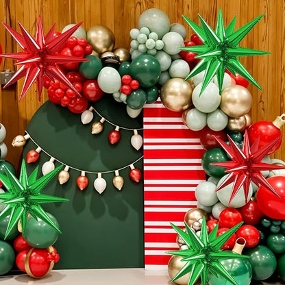 Red Green Star Balloons, 22/27 Inch Red and Green Star Foil Balloons, Cone - Image 5