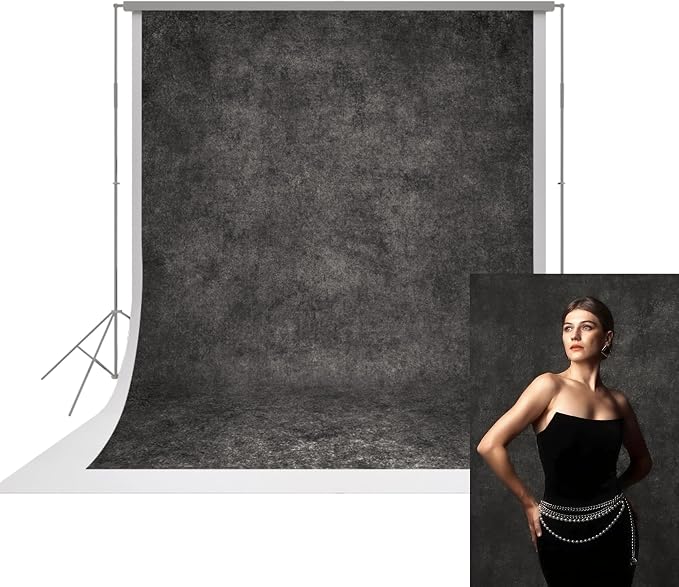 UrcTepics 8×16 ft Dark Grey Fabric Photo Backdrops, Classic Abstract Texture by UrcTepics