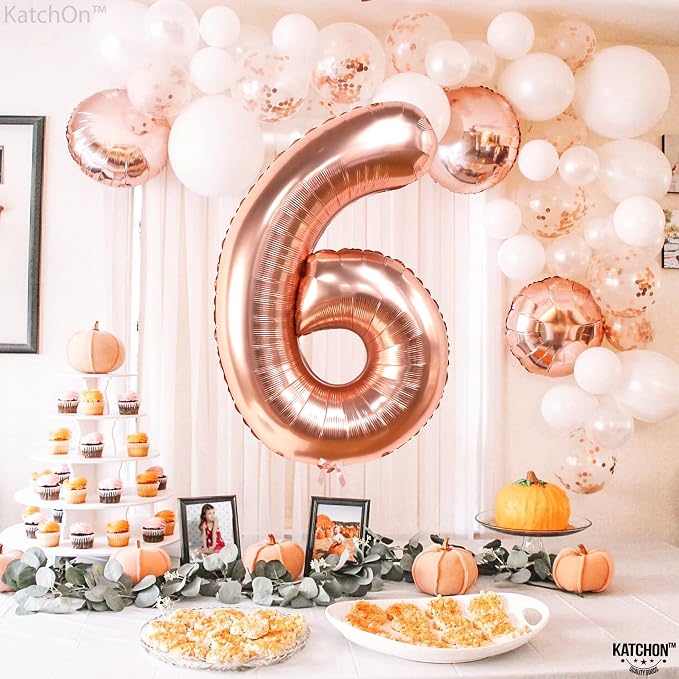 KatchOn, Giant Rose Gold Number 6 Balloon - Image 8