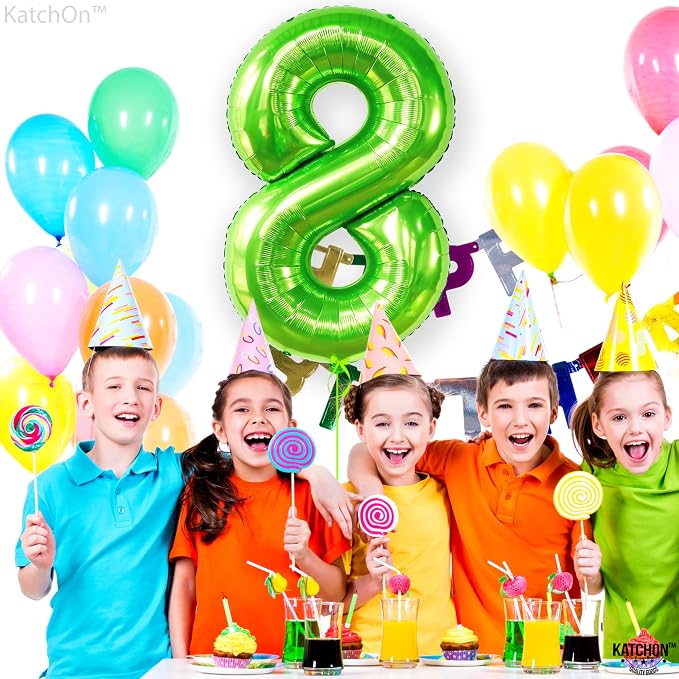 KatchOn Light Green Number 8 Balloon 40 Inch | Green Neon 8 balloon Number - Image 6
