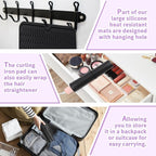 Oversize Silicone Heat Resistant Mat, Heat Mat with Velcro for Curling Iron, Travel Cover Cushion for Curling Irons, Hair Bands and Styling Tools(15.7" X 11.8") (Black)