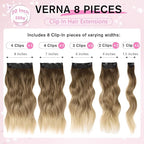 Clip in Hair Extensions for Women, 20 Inch 8PCS Long Wavy Omber Blonde Hair Extensions Clip Ins, Synthetic Soft Hairpieces for Women