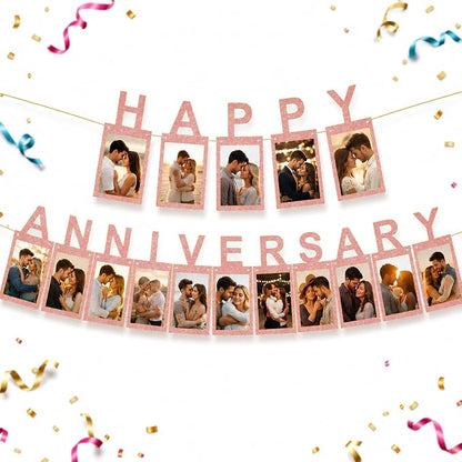 Rose Gold Happy Anniversary Banner by Unknown