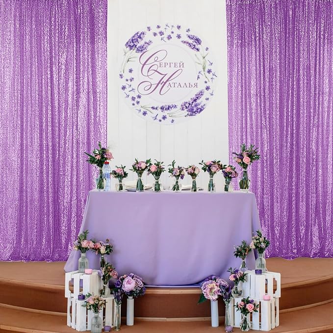 Sugargirl Lavender Purple Sequin Backdrop Curtain 6 Panels 2FTx8FT Glitter - Image 7