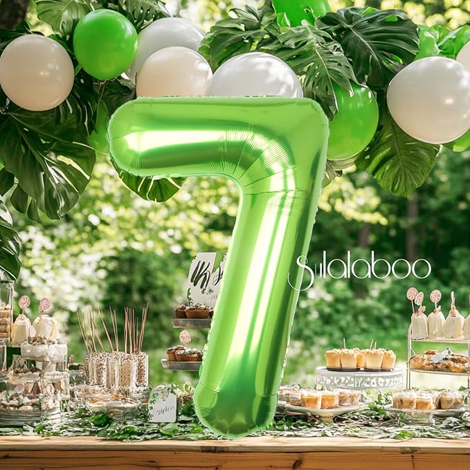 40 Inch Green Number 7 Balloon Lime Big Large Helium Number 0-9 | Giant Digital - Image 4