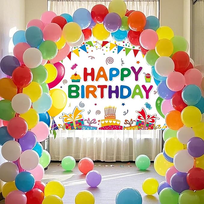 Happy Birthday Backdrop Banner, Colorful Birthdays Banner Backdrop Happy - Image 4