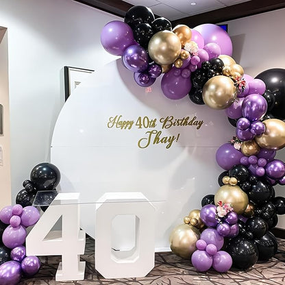 HILAVO Purple Black and Gold Balloon Arch Kit Graduation Balloon Garland Dark - Image 3