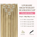 GOO GOO Clip in Hair Extensions Real Human Hair, Remy Human Hair Extensions Clip ins for Women, Natural Human Hair, 22inch 150g 7Pcs, 16/22 Light Blonde Highlighted Golden Blonde