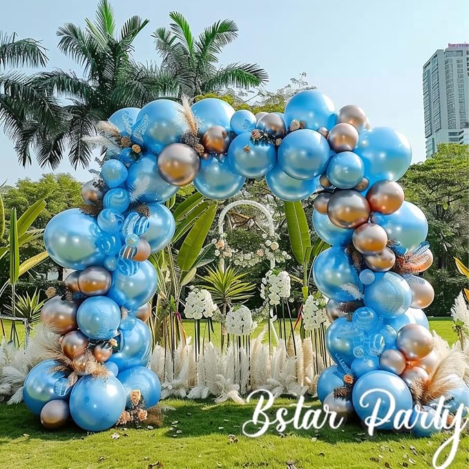 Double Stuffed Pearl Blue Balloon Garland Arch Kit | 18/12/10/5inch Different - Image 5