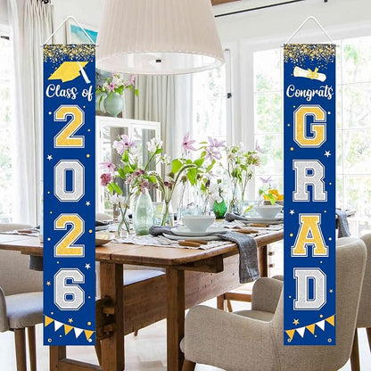 Graduation Decorations 2026 GRAD Banner Blue Porch Door Sign Welcome Banner - Image 6