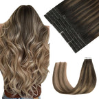 Pinkpearl Invisible Tape in Hair Extensions Human Hair, 20pcs 14inch 40g #2/6/18 Balayage Dark Brown to Chestnut Brown and Ash Blonde Injection Tape in Extensions Real Remy Human Hair Injected