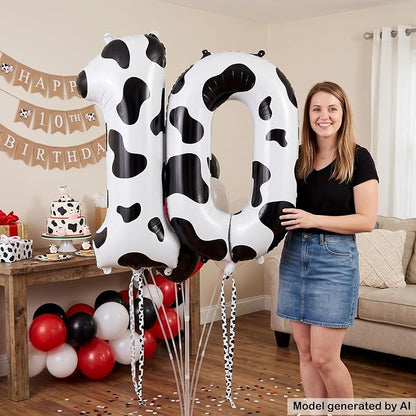40 Inch Cow Print Number 10 Balloon - Image 3