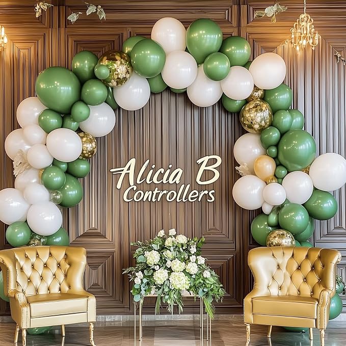 RUBFAC Sage Green Balloons Different Size Dusty Green Balloon 129pcs | Balloon - Image 6