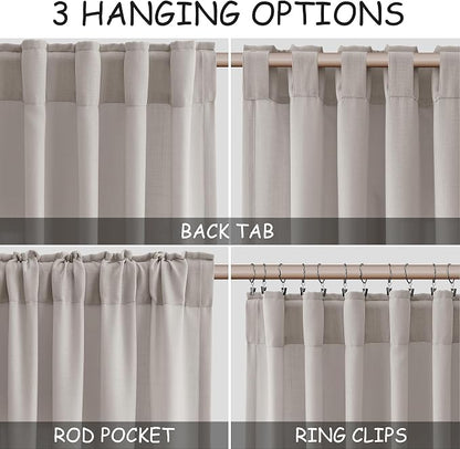 Stone Grey Linen Curtains 90 Inches Long - Image 2