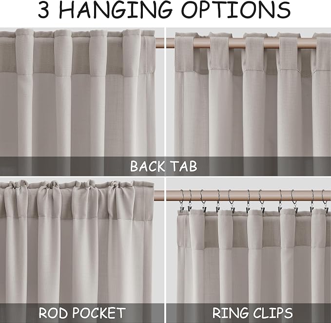Stone Grey Linen Curtains 108 Inches Long - Image 2