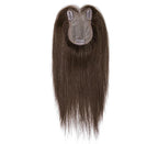 8x11cm Breathable Hair Topper, 12 inches 35g 120% Density Real Human Hair, 3 Non-Slip BB Clips, Wearable on Left, Right & Middle Part, Versatile Styling for Hair Loss & Volume Boost (Brown)