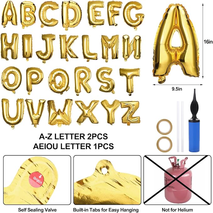 57 Pcs Letter Balloons, Baby Shower, Graduation, Happy New Year Party - Image 6