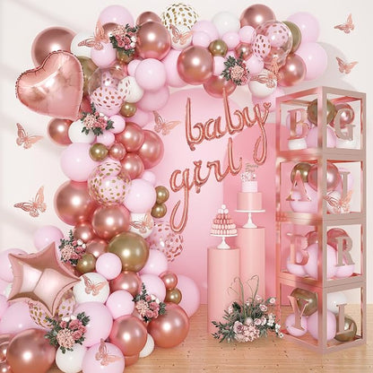 Amandir 134pcs Rose Gold Balloons Baby Box by Amandir