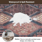 Floor Mat for Home 5×7ft, Easy Clean Plastic Rug-Like Pattern Area Mat for Living Room, Waterproof Vinyl Area Rug for Under Kitchen Table, No Slip Soft Vintage Rug for High Traffic Area (Brown)