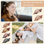 6 Packs Flat Claw Clips for Women, French Tortoise Shell Flat Hair Clip, Matte Hair Claws Clip for Thin Thick Hair, Lay Down Claws Clips, Durable Strong Hold Hair Clip, Christmas Gifts