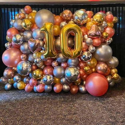 Gold 10 Number Balloons, 40 Inch Giant Number 10 Balloons Foil Mylar Helium - Image 4