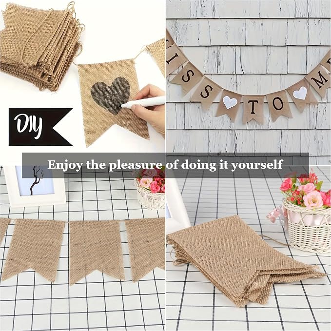15pcs Blank Customizable Burlap Banner Set - Image 7