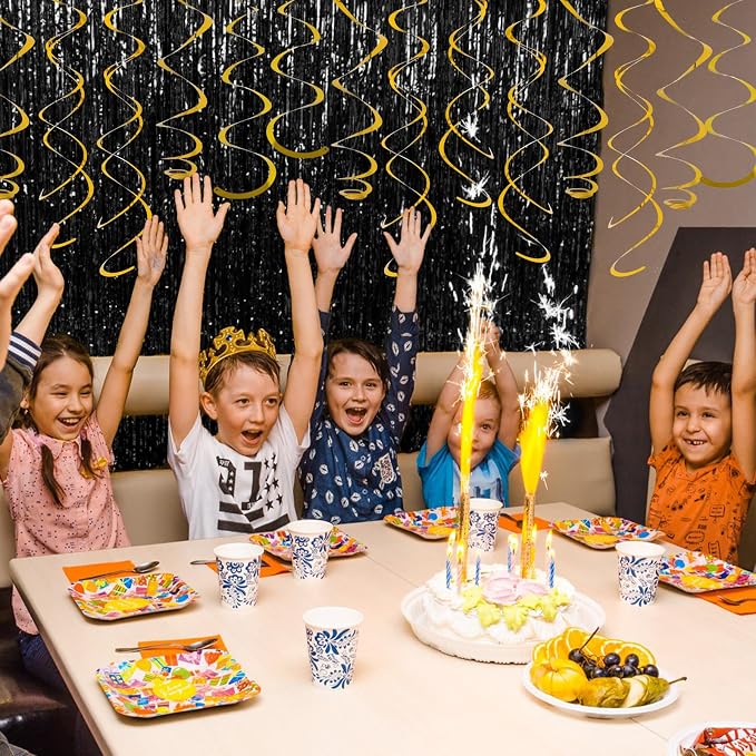24 PCS Gold Foil Hanging Swirl, Sparkle Ceiling Hanging Decorations, Plastic - Image 4