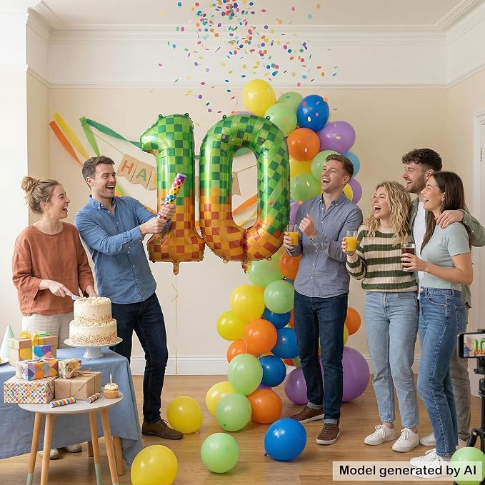 40 Inch Pixelated Number 0 Foil Balloon - Image 6