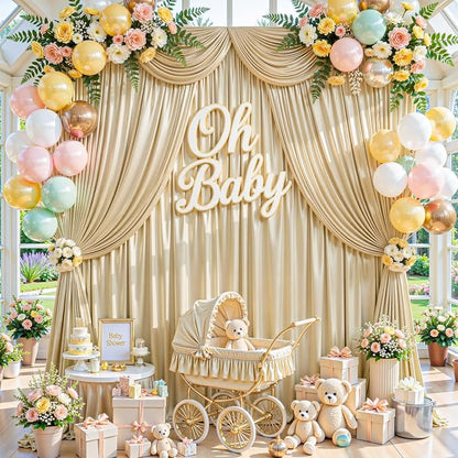 40x10ft Champagne Beige Glitter Backdrop Curtain - Image 6