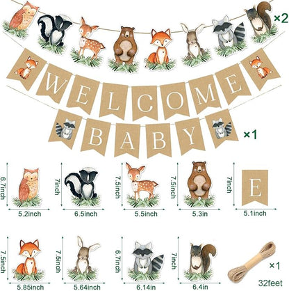 Woodland Baby Shower Banner, Woodland Animals Party Decorations | Welcome Baby - Image 2