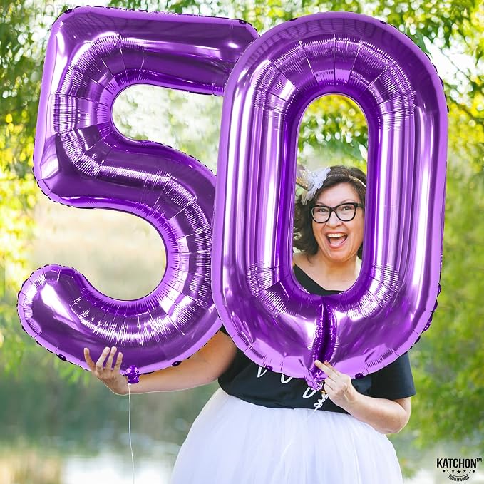 KatchOn Purple 0 Number Balloons 40 Inch | Pair 0 Digit Balloon to Other Number - Image 5