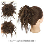 HMD Tousled Updo Messy Bun Hair Piece Hair Extension Ponytail With Elastic Rubber Band Updo Bun Synthetic Hairpieces for Women