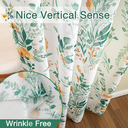 MYSKY HOME Green Floral Sheer Curtains 72 Inches Long 2 Panels - Image 5