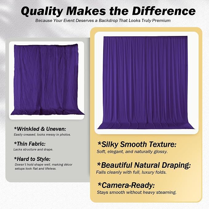 50ft×12ft Deep Purple Backdrop Curtains - Image 3