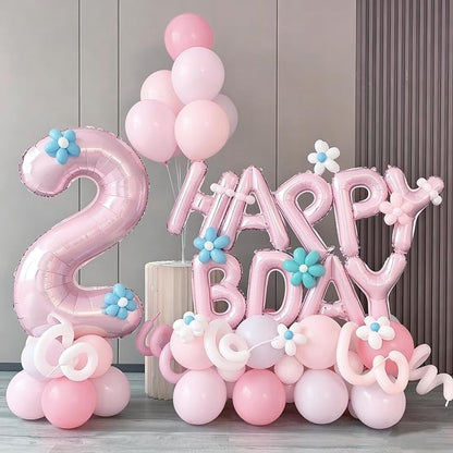 16 Inch Pink Happy Birthday Balloon Banner | Self Inflating Foil Happy Birthday - Image 4