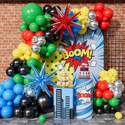 Red Blue Yellow Green Black Balloons Garland Arch Kit by Unknown