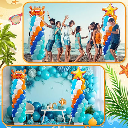Kasyat 2 Sets Ocean Themed Balloon Column Stand Kit Blue Sea Balloon Arch - Image 5
