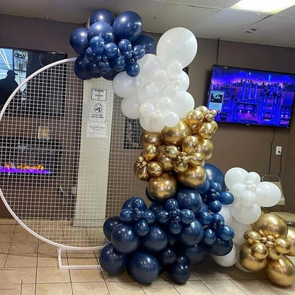 Blue and Gold Balloons Arch Garland Kit, Anniversary Party Decorations | 134pcs - Image 4