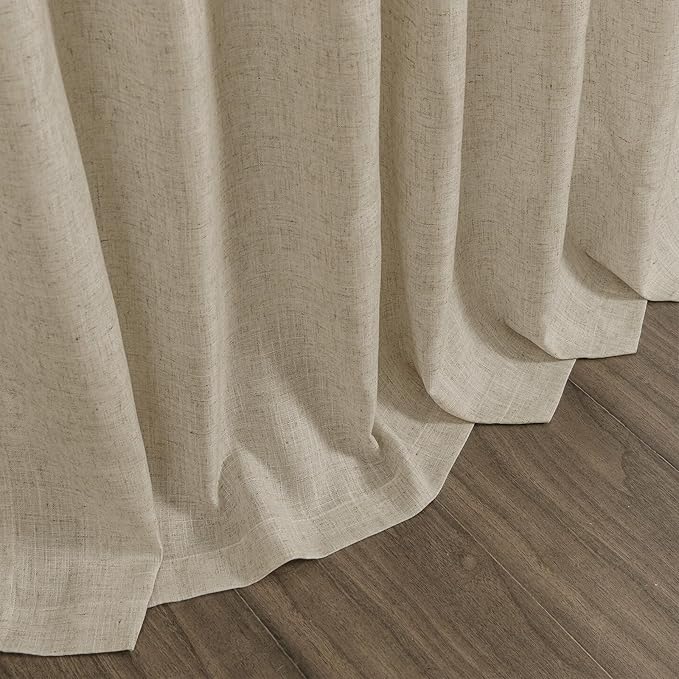 Eggshell Beige Linen 112 Inch Curtains - Image 9