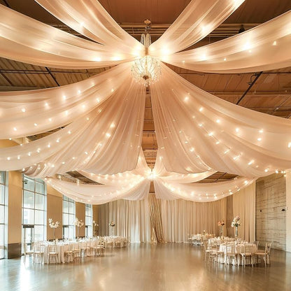 6 Panels Champagne Ceiling Drapes - Image 2