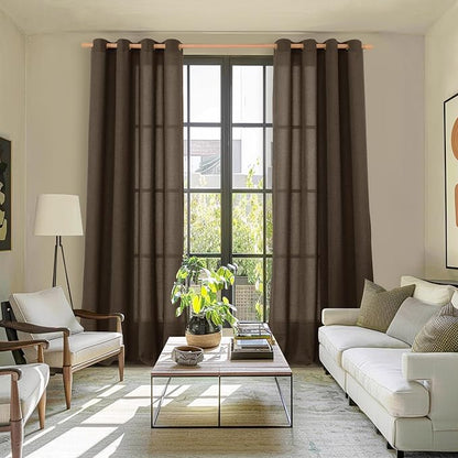 YoungsTex Brown Linen Curtains 98 Inch Length - Image 2