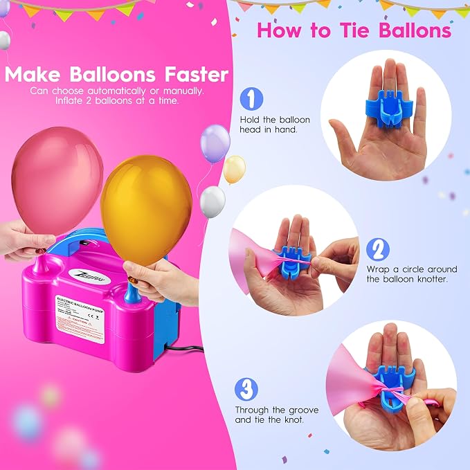Portable Electric Balloon Pump - 110V 600W Dual Nozzle Balloon Inflator Pump - Image 4