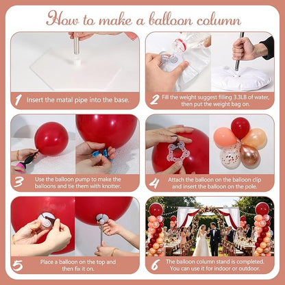 Burgundy Balloon Column Stand Kit 2 Sets - Image 5