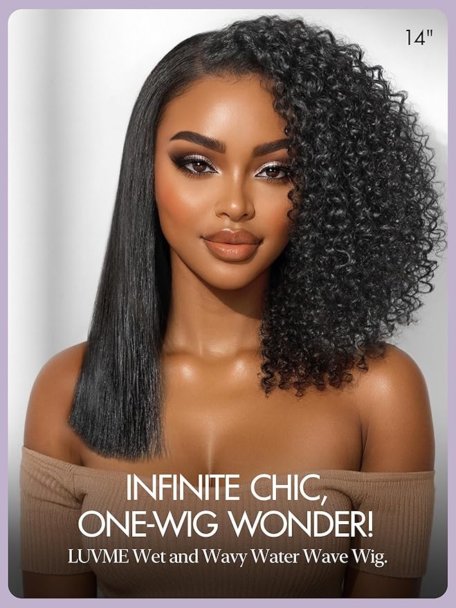 LUVME HAIR Wet and Wavy 5x5 Closure Water Wave Short Curly Bob Glueless Wigs Human Hair Pre Plucked Pre Cut Lace Side Part 100% Human Hair Wig 16 Inches
